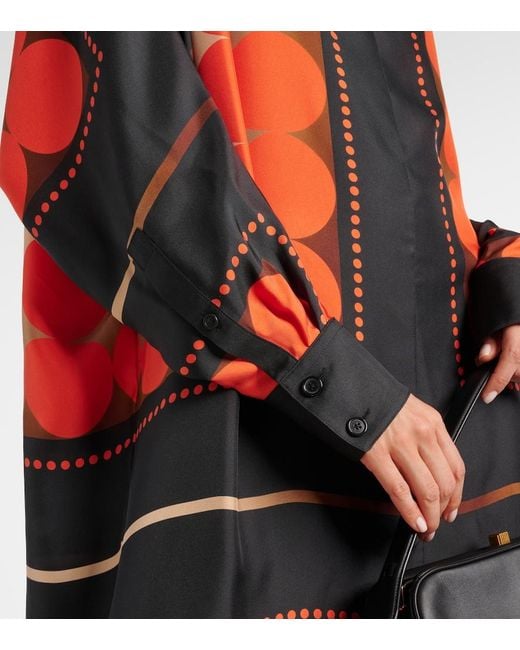 Khaite Orange Lexi Printed Satin Maxi Dress