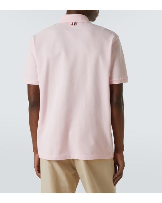 Thom Browne Pink 4-Bar Cotton Polo Shirt for men