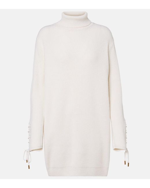 Max Mara White Ghinea Wool And Cashmere Sweater Dress