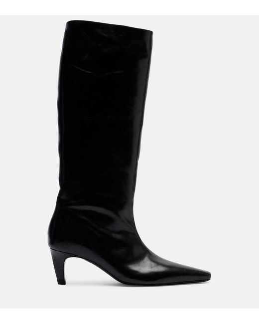 Jude Black Cave Leather Knee-High Boots