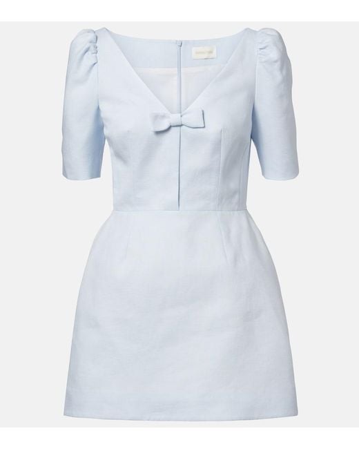 ShuShu/Tong Blue Bow-Detail Linen Minidress