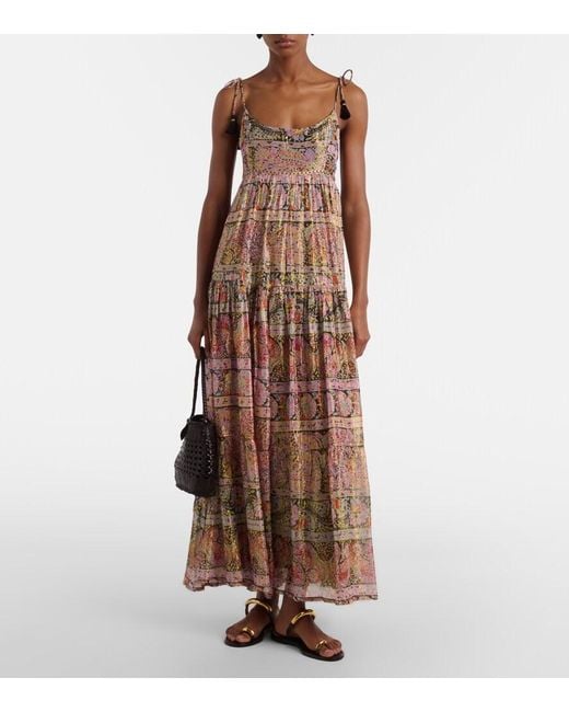 Rixo Multicolor Kamilah Floral Lame Maxi Dress