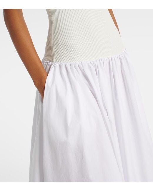 Staud White Yamila Gathered Maxi Dress