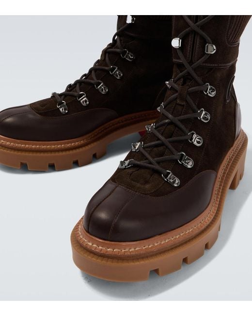 Christian Louboutin Brown Armandine College Leather Hiking Boots for men