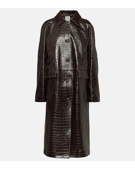 Cappotto in pelle stampata di Totême  in Black