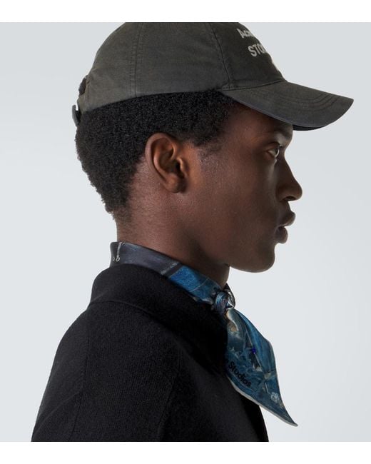Acne Gray Embroidered Logo Cotton Baseball Cap for men