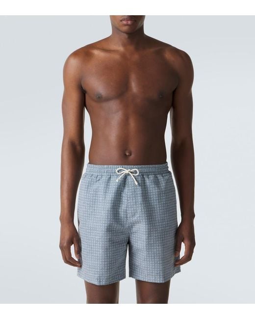 Brunello Cucinelli Blue Printed Swim Trunks for men