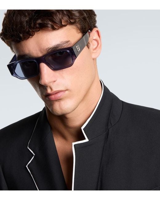 Fendi Blue Ff Squared Square Sunglasses for men