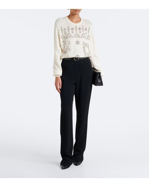 Costarellos Natural Madley Crystal-Embellished Sweater