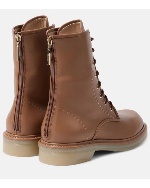 Max Mara Brown Leather Ankle Boots