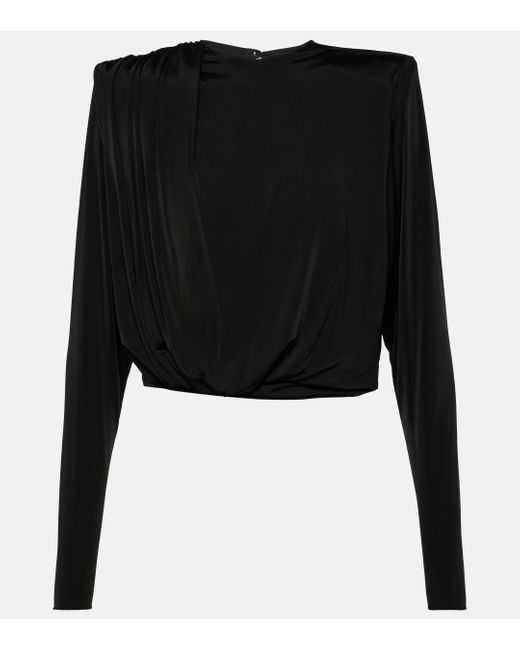 Alexandre Vauthier Black Draped Jersey Top