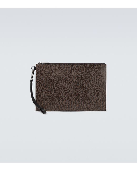 fendi brown leather pouch