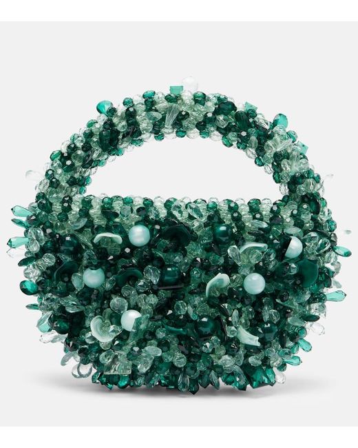 Borsa Sirena Con Perline di Clio Peppiatt in Green
