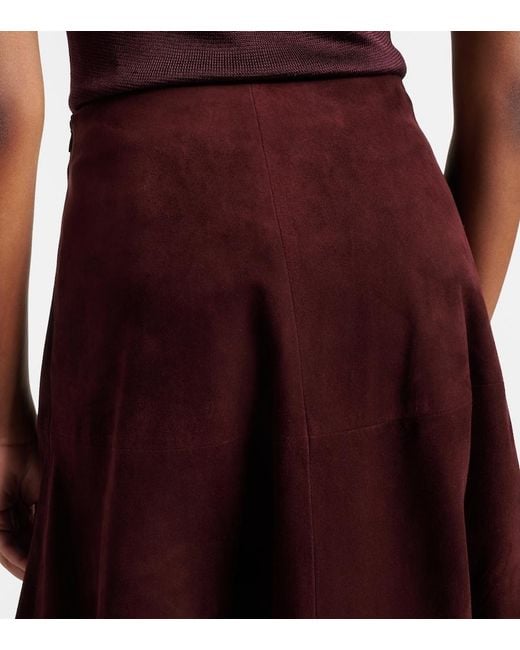 Nour Hammour Purple Opera Leather Midi Skirt