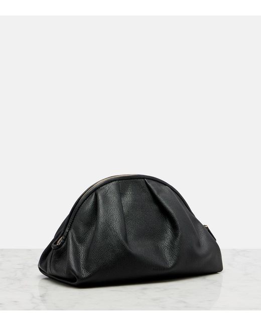 The Row Black Charlotte Small Leather Clutch