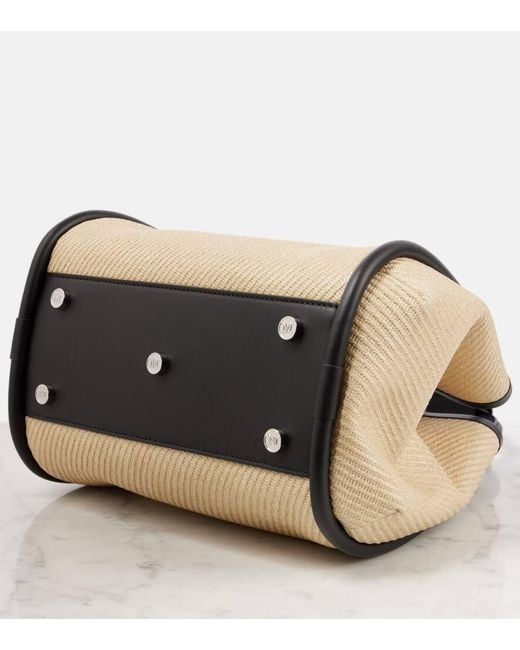 Max Mara Natural Tote Marine Small Mit Leder