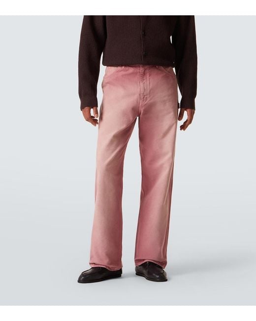 Auralee Red Faded Wide-Leg Jeans for men