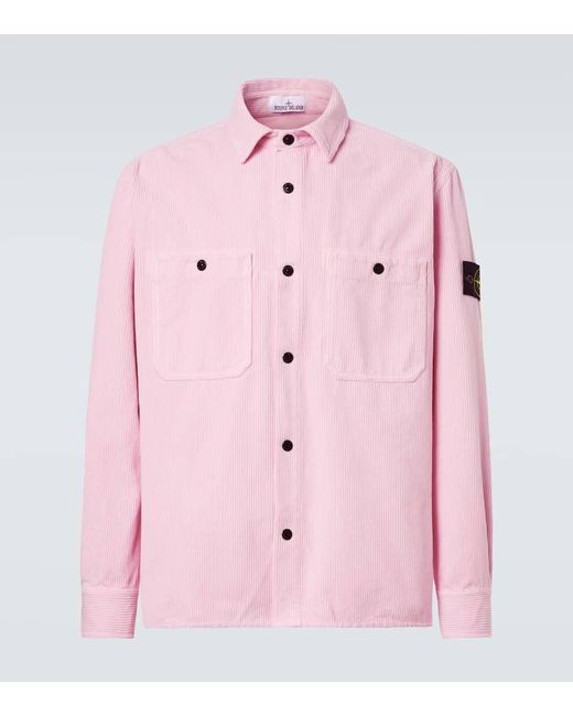 Stone Island Pink Compass Cotton Corduroy Overshirt for men