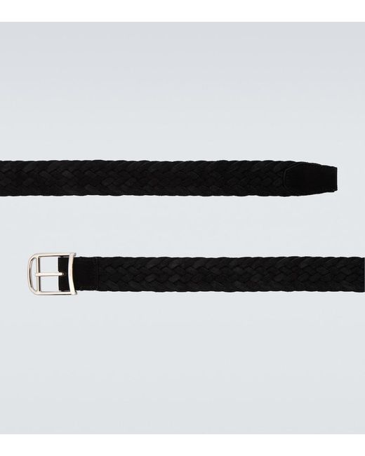 Brioni Black Braided Suede Belt for men