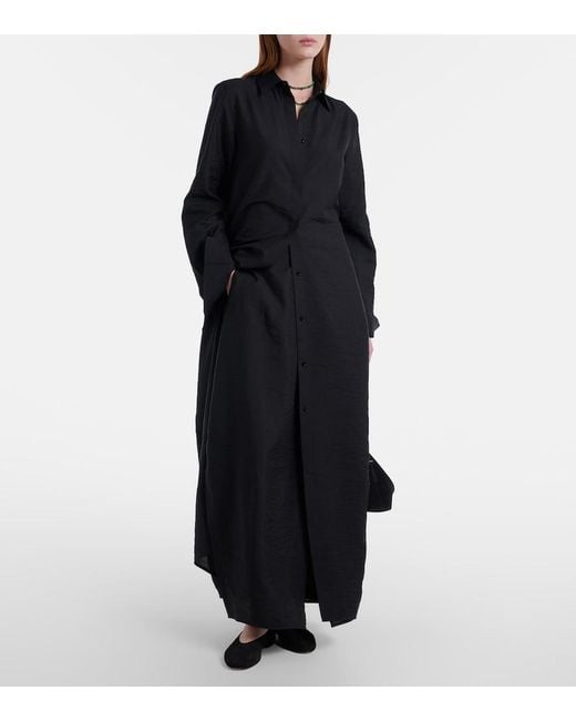 Totême Black Silk-Blend Shirt Dress