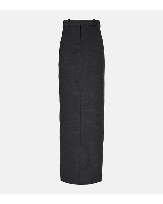 Acne Black High-Rise Wool-Blend Maxi Skirt