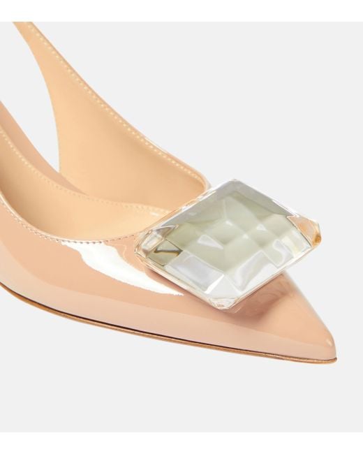 Gianvito Rossi Natural Jaipur 55 Patent Leather Slingback Pumps