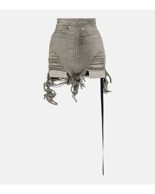 Rick Owens Shorts Dirt Cutoff In Denim Sky Stretch in Gray