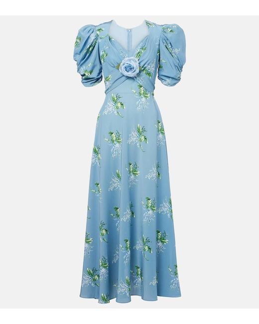 Rodarte Blue Floral Silk Cocktail Dress