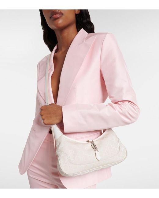Gucci White Jackie Slim Medium Gg Canvas Shoulder Bag