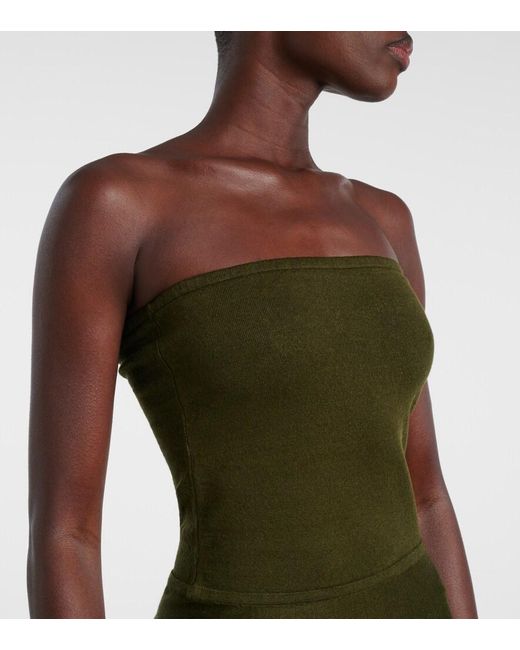 Alaïa Green Linen-Blend Bustier Dress
