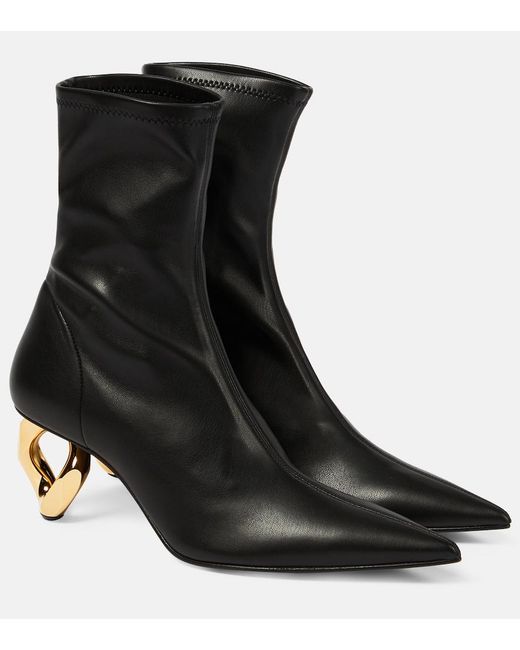 J.W. Anderson Black Chain Leather Ankle Boots