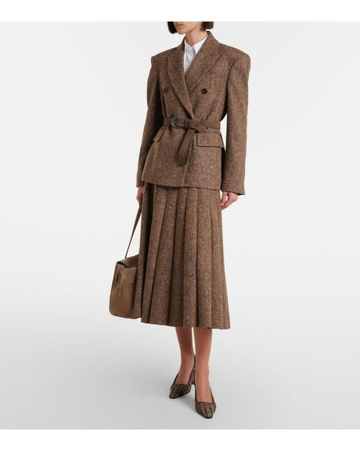 Brunello Cucinelli Brown Double-Breasted Wool-Blend Jacket