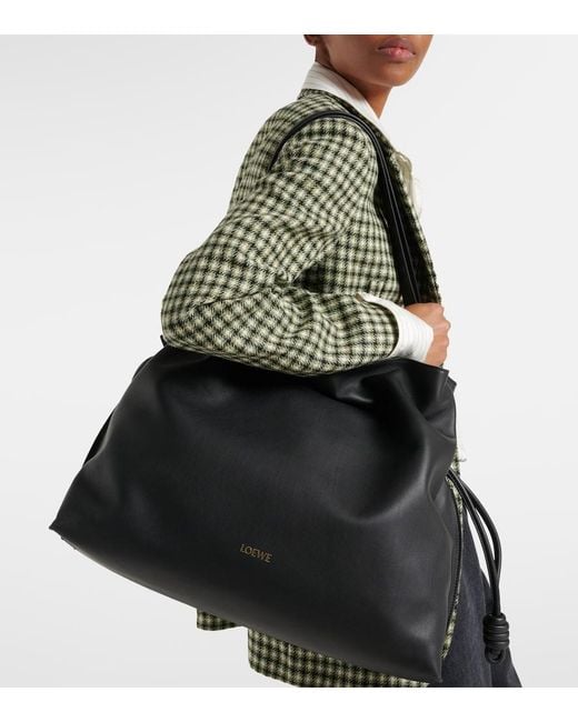 Loewe Black Flamenco Xl Leather Clutch