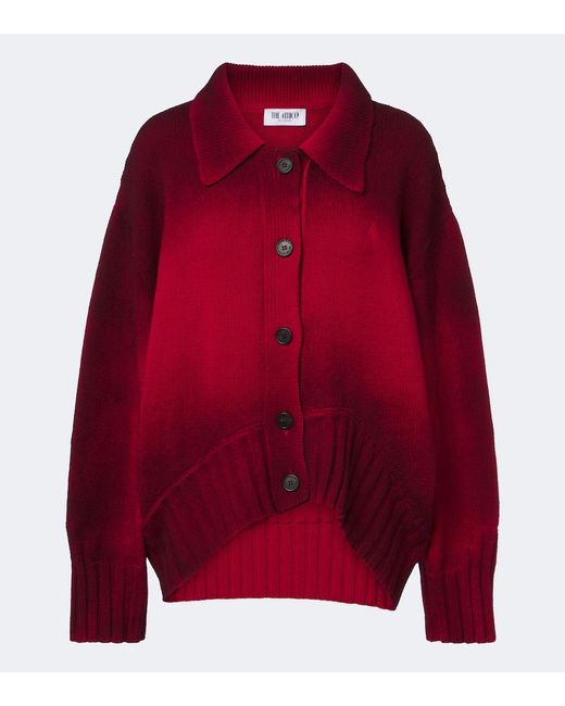The Attico Red Ombre Oversized Wool And Cashmere Cardigan
