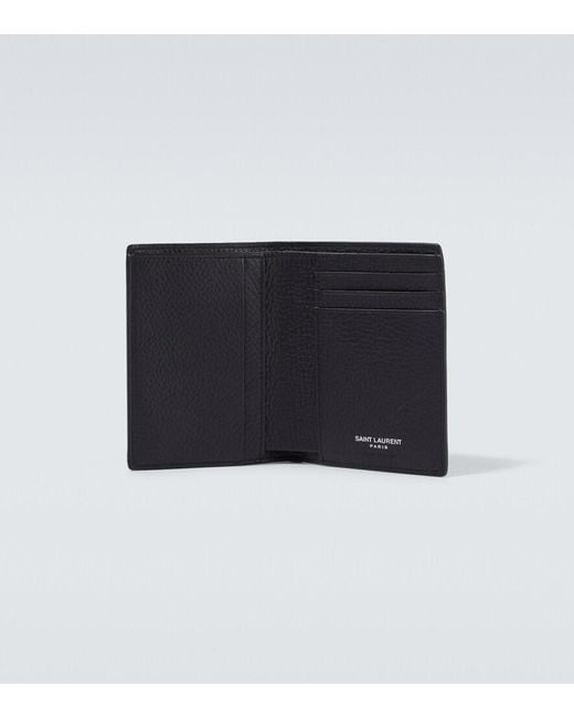 Saint Laurent Black Cassandre Leather Bifold Wallet for men