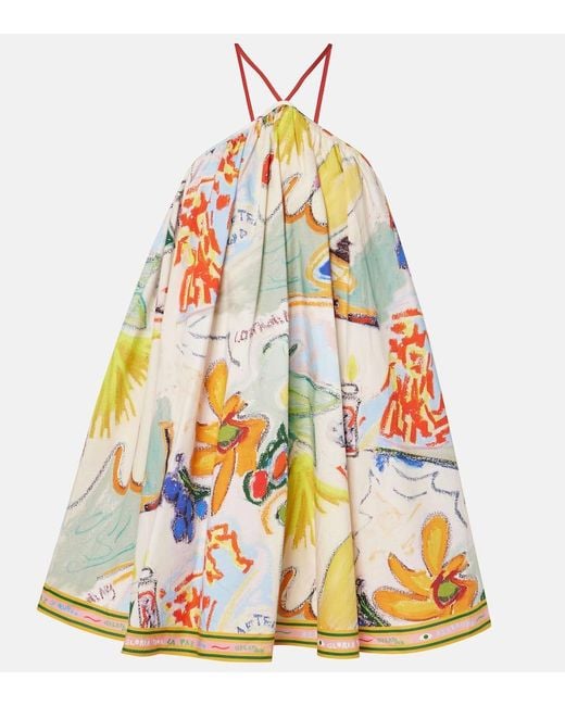 ALÉMAIS White La Charrasca Printed Cotton Minidress