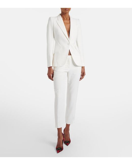 McQueen White Mid-Rise Slim Crepe Pants