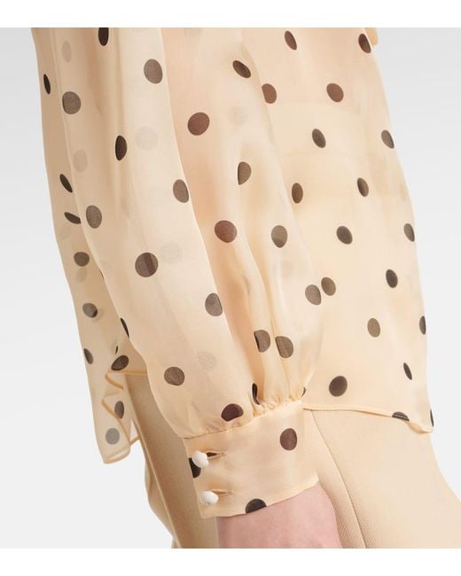 Valentino Natural Polka-Dot Silk Organza Blouse