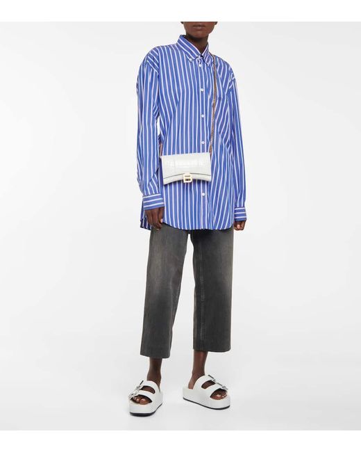 Balenciaga White Hourglass Leather Wallet On Chain