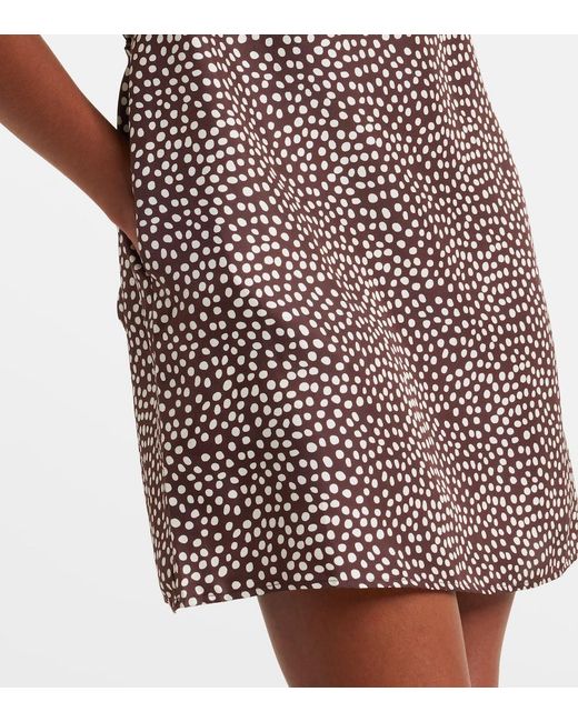 Asceno Brown Sintra Polka-Dot Silk Twill Minidress