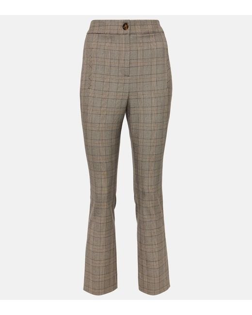Veronica Beard Gray Checked High-Rise Slim Pants