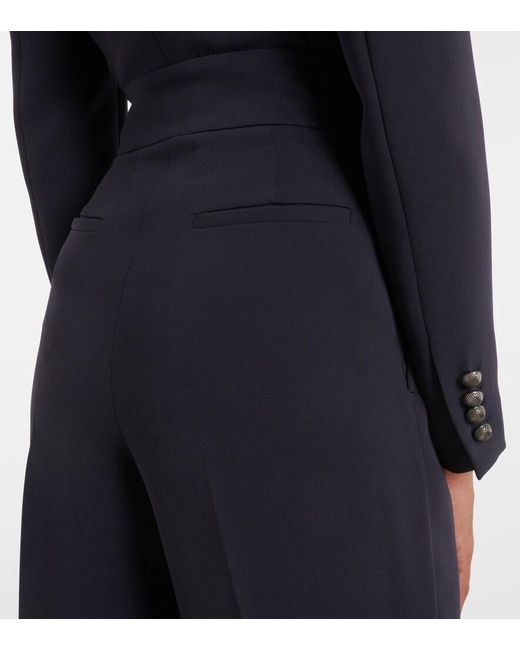 Max Mara Blue Pleated Cady Straight Pants