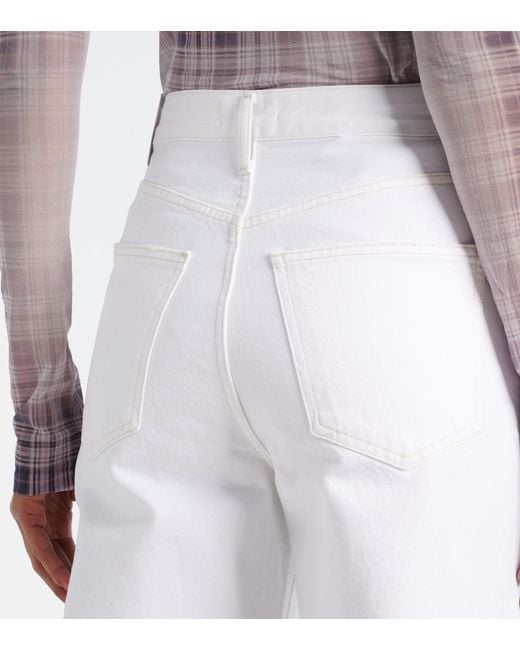 Agolde White Dame High-Rise Wide-Leg Jeans