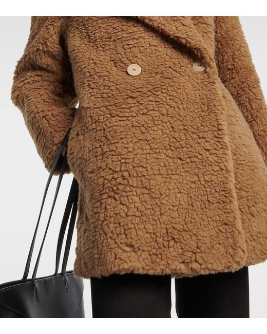 Manteau En Laine De Chameau Et Soie Joseph en coloris Brown