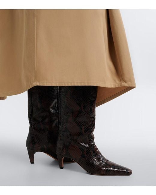 Jude Black Cave Snake-Effect Leather Ankle Boots