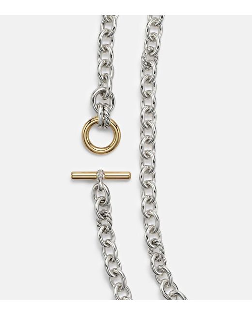 David Yurman White Dy Mercer Sterling And 18Kt Chain Necklace With Diamonds