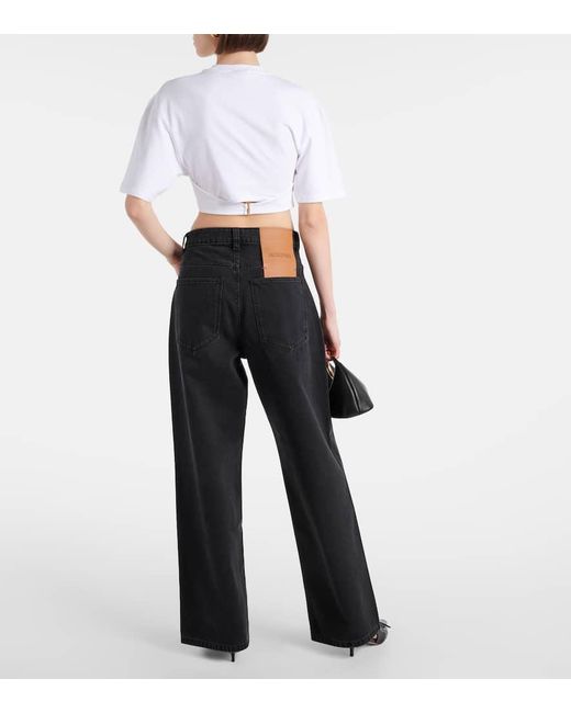 Jeans A Gamba Larga Le De-Nimes Large di Jacquemus in Black