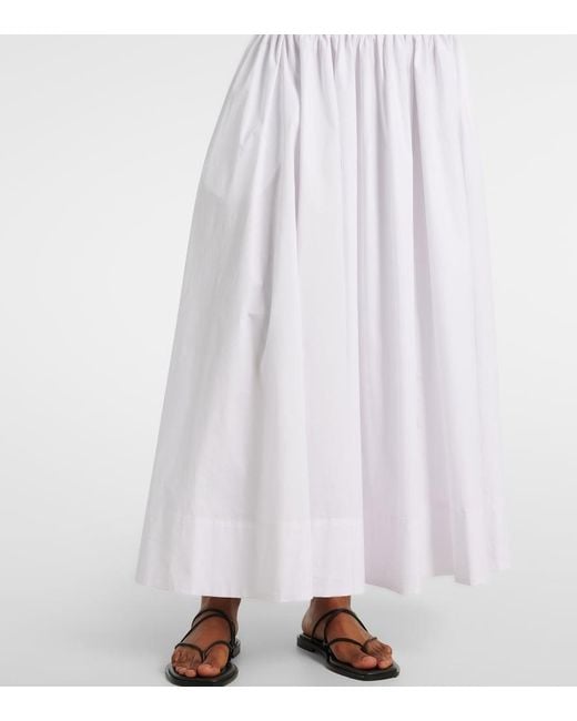Staud White Yamila Gathered Maxi Dress
