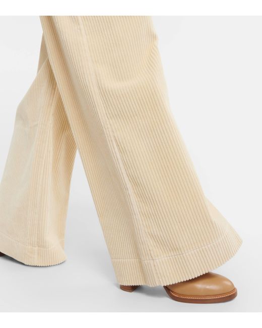 Pantalon ample a taille haute en velours cotele de coton Etro en coloris Natural