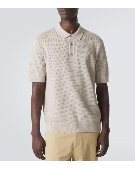 Sunspel Natural Knitted Cotton Polo Shirt for men